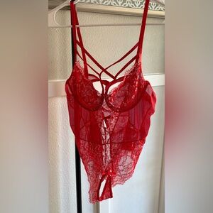 NEW Avidlove Red Lace Teddy Bodysuit Elegant Strappy Back NWT XXL